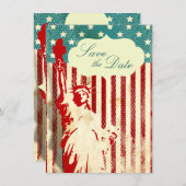 Beeld van de Vrijheid en Vlag Trouw Save the Date Kaart (Voorkant / Achterkant)