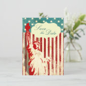 Beeld van de Vrijheid en Vlag Trouw Save the Date Kaart (Staand voorkant)