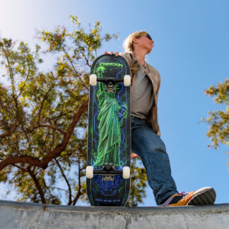 Beeld van de Vrijheid - Groen Neon en Donkerblauw Persoonlijk Skateboard