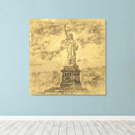 beeld van de vrijheid in New York, gepantserd Can Canvas Afdruk (Insitu (Houten vloer))