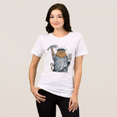 Beeld van de Vrijheid Kat Parodie Tri-Blend Shirt (Voorkant volledig)