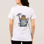 Beeld van de Vrijheid Kat Parodie Tri-Blend Shirt (Achterkant)