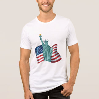 Beeld van de Vrijheid met Amerikaanse Vlag Illustr Tri-Blend Shirt