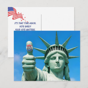 Beeld van de Vrijheid met Sticker Stem Vroeg Tijde Briefkaart