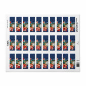 Beeld van de Vrijheid met Vlaggen en Kruis Etiket (Full Sheet)