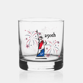 Beeld van de Vrijheid met Vuurwerk 250e Onafhankel Whisky Glas