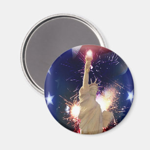 Beeld van de Vrijheid met vuurwerk op 4 juli Magneet