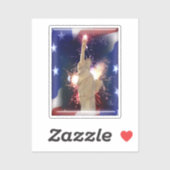 Beeld van de Vrijheid met vuurwerk op 4 juli Sticker (Vel)
