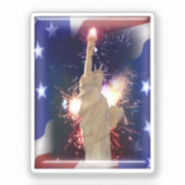 Beeld van de Vrijheid met vuurwerk op 4 juli Sticker (Voorkant)