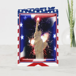 Beeld van de Vrijheid met vuurwerk voor 4 juli Kaart