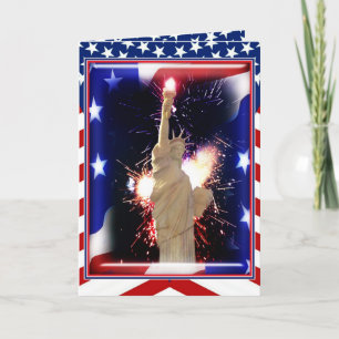 Beeld van de Vrijheid met vuurwerk voor 4 juli Kaart