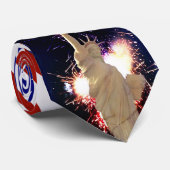 Beeld van de Vrijheid met Vuurwerk voor 4 juli Stropdas (Opgerold)