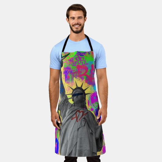 Beeld van de Vrijheid - Neon Graffiti Keuken Schor Schort (Gedragen)