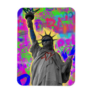 Beeld van de Vrijheid - Neon Graffiti Pop Art Magn Magneet