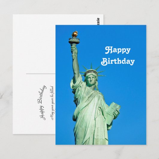 Beeld van de Vrijheid New York Foto Verjaardag Briefkaart (Voorkant / Achterkant)
