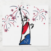Beeld van de Vrijheid NY Rood Wit en Blauw Bier Etiket (Enkel label)