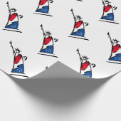 Beeld van de Vrijheid NY Rood Wit en Blauw Cadeaupapier (Hoek)