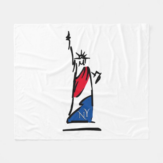 Beeld van de Vrijheid NY Rood Wit en Blauw Fleece Deken (Voorkant (Horizontaal))