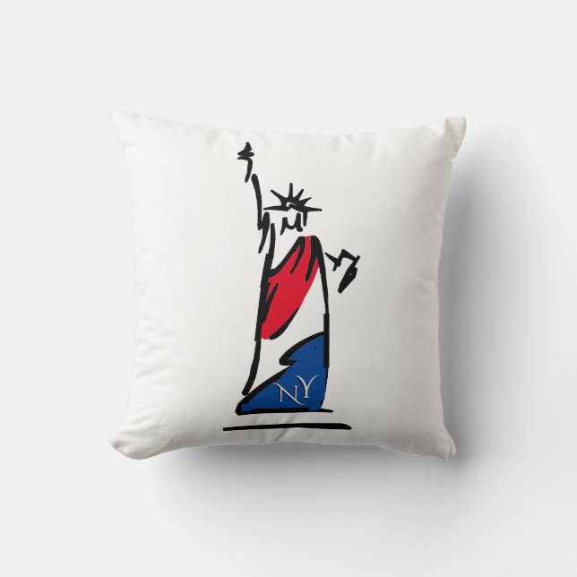 Beeld van de Vrijheid NY Rood Wit en Blauw Kussen (Voorkant)