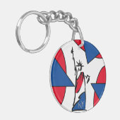 Beeld van de Vrijheid NY Rood Wit en Blauw Sleutelhanger (Voorkant Links)
