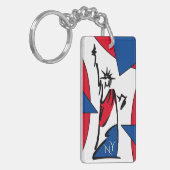 Beeld van de Vrijheid NY Rood Wit en Blauw Sleutelhanger (Voorkant Links)