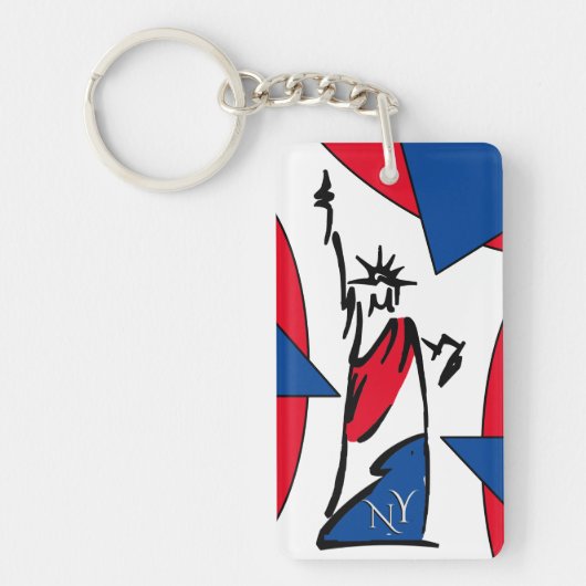 Beeld van de Vrijheid NY Rood Wit en Blauw Sleutelhanger (Voorkant)