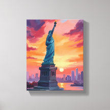 Beeld van de Vrijheid NYC Silhouet Zonsondergang A
