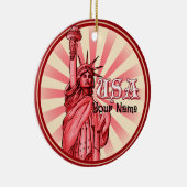 Beeld van de Vrijheid Rood USA Keramisch Ornament (Rechts)