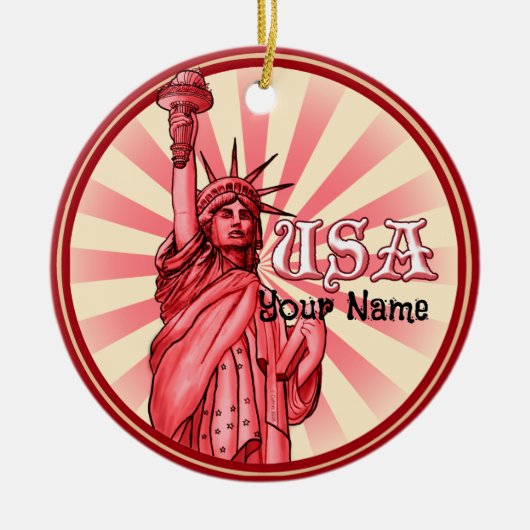 Beeld van de Vrijheid Rood USA Keramisch Ornament (Voorkant)
