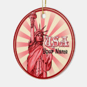 Beeld van de Vrijheid Rood USA Keramisch Ornament (Links)