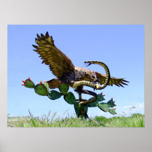 beeld van een Mexicaans wapenschild Poster