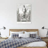 beeld van een satyr met een hoop druiven, Versa Canvas Afdruk (Insitu (Slaapkamer))