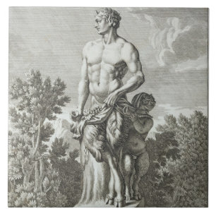 beeld van een satyr te Versailles, 1675, uit 'Vues Tegeltje