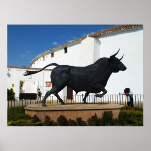 beeld van een stier in Ronda, Spanje Poster