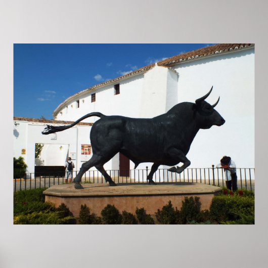 beeld van een stier in Ronda, Spanje Poster (Voorkant)