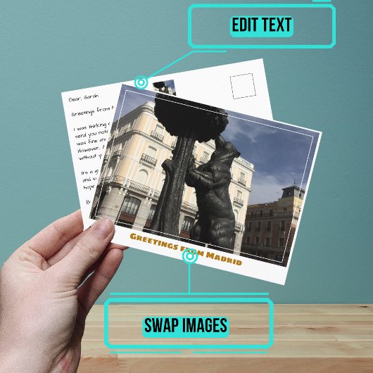 Beeld van het Beer & Strawberry Tree Madrid Spanje Briefkaart