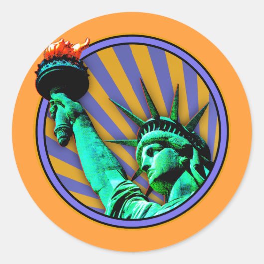 Beeld van het Liberty-embleemontwerp Ronde Sticker (Voorkant)