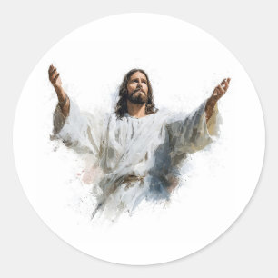 Beeld van Jezus Christus Christelijke moderne reli Ronde Sticker