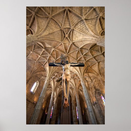 Beeld van Jezus in kathedraal, interieur Poster (Voorkant)