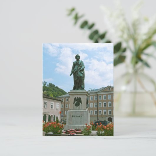 Beeld van Mozart in Salzburg Briefkaart (Staand voorkant)