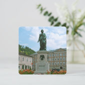 Beeld van Mozart in Salzburg Feestdagenkaart (Staand voorkant)