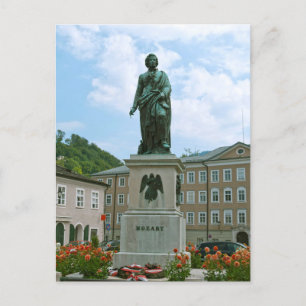 Beeld van Mozart in Salzburg Feestdagenkaart