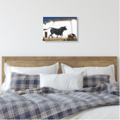 beeld van stier en Spaans paard Canvas Afdruk (Insitu (Slaapkamer))
