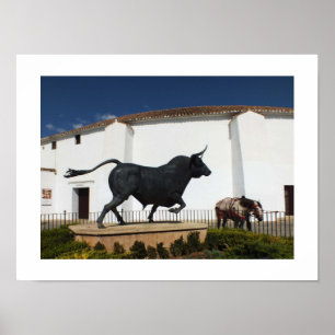 beeld van stier en Spaans paard Poster
