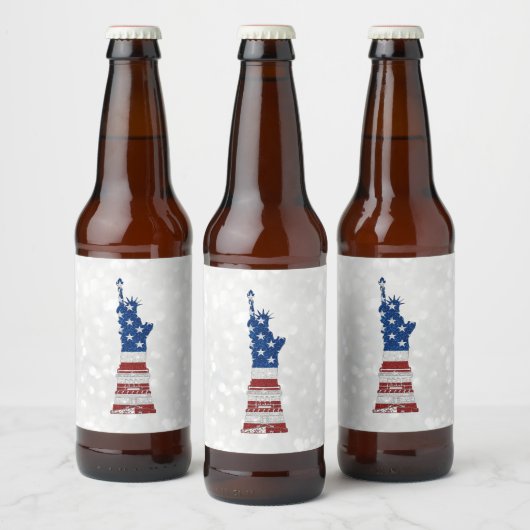 Beeld Van Vrijheid 4 Juli Glitter Bier Etiket (Flessen)