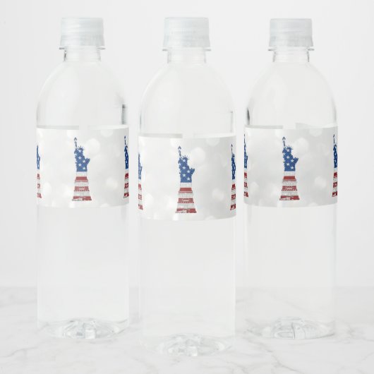 Beeld Van Vrijheid 4 Juli Glitters Waterfles Etiket (Flessen)