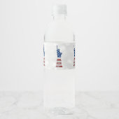 Beeld Van Vrijheid 4 Juli Glitters Waterfles Etiket (Voorkant)