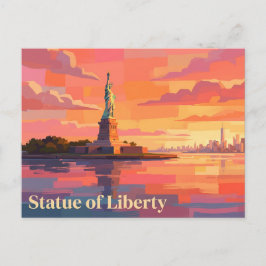 Beeld van Vrijheid bij Zonsondergang New York Briefkaart