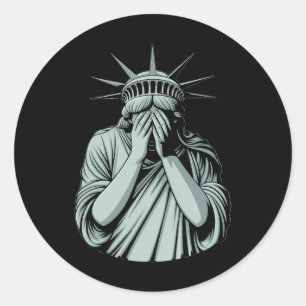Beeld Van Vrijheid Droevig Amerika Ronde Sticker