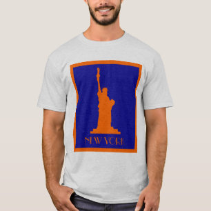 Beeld Van Vrijheid en New York in Oranje en Blauw T-shirt